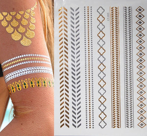 Party Glam Temporary Metallic Tattoos