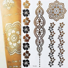 Load image into Gallery viewer, Boho Chic Temporary Metallic Tattoos