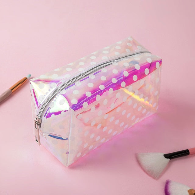 Holographic Dot Print Makeup Bag