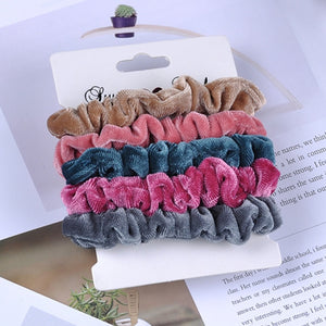 5-Pack Velvet Hair Scrunchies 