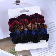 Load image into Gallery viewer, 5-Pack Velvet Hair Scrunchies 