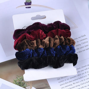 5-Pack Velvet Hair Scrunchies 