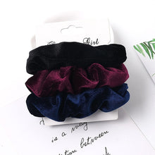 Load image into Gallery viewer, 3-Pack Velvet Hair Scrunchies 