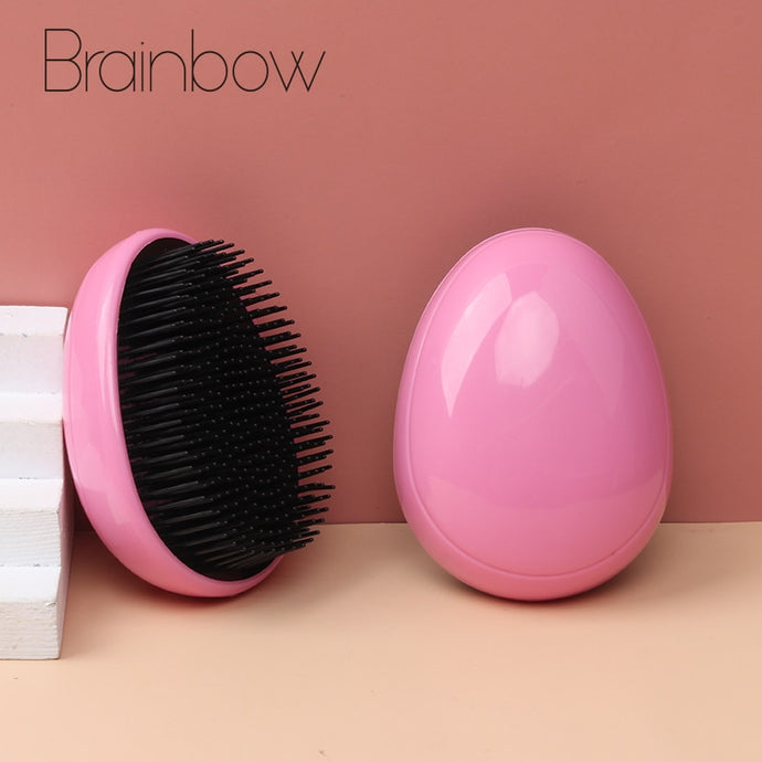 Brainbow Egg Design Magic Hair Brush Pink