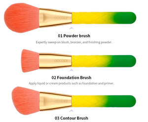 DOCOLOR 16 Piece Pineapple Face and Eye Brush Set