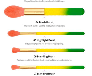 DOCOLOR 16 Piece Pineapple Face and Eye Brush Set