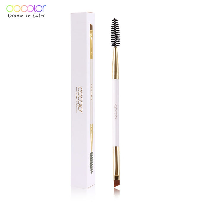 Docolor Dual-Ended Angled Eyebrow and Spoolie Brush White