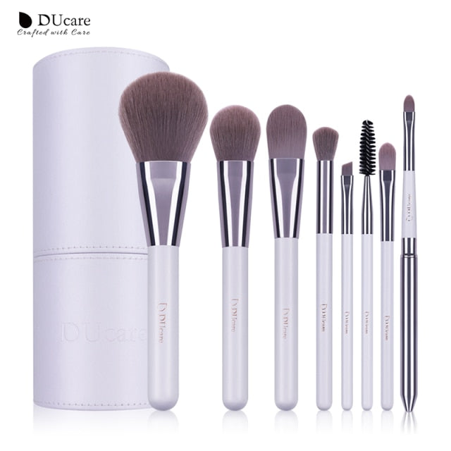 DUcare Luxe 8 Piece Makeup Brush Set with Brush Cylinder Case