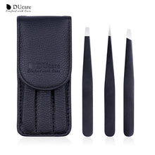 Load image into Gallery viewer, DUcare Perfect Eyebrow Tweezers Set (3 PCs) with Luxury Black Case