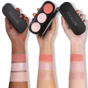 FOCALLURE 3 Colors Blush & Highlighter Makeup Palette